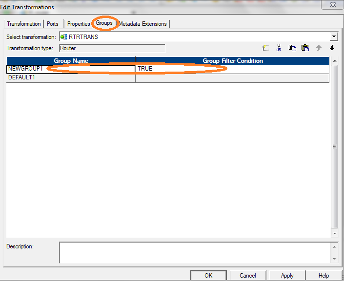 what are the types of groups in router transformation