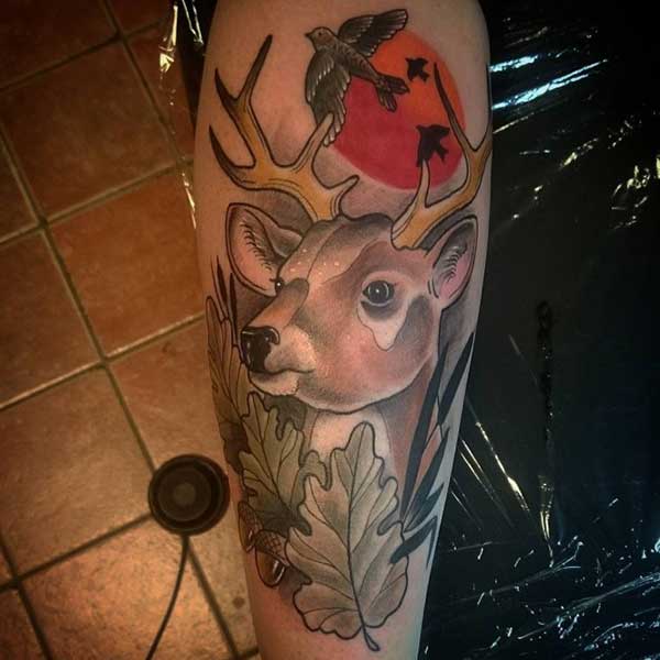 vintage deer tattoo vintage deer tattoo