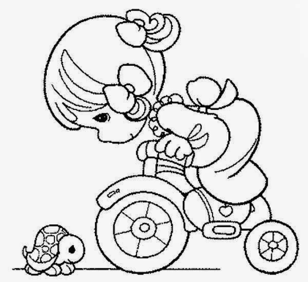 Beautiful Precious Moments Coloring Page for Kids of a Cute Cartoon