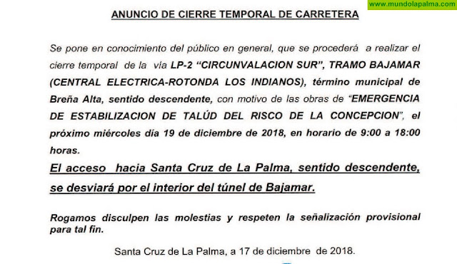 El Cabildo ejecuta este miércoles trabajos previos a las obras de emergencia para estabilizar el talud del Risco de la Concepción