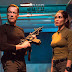 Jean-Claude Van Damme with Jasmine Waltz on the set of 'Black Water