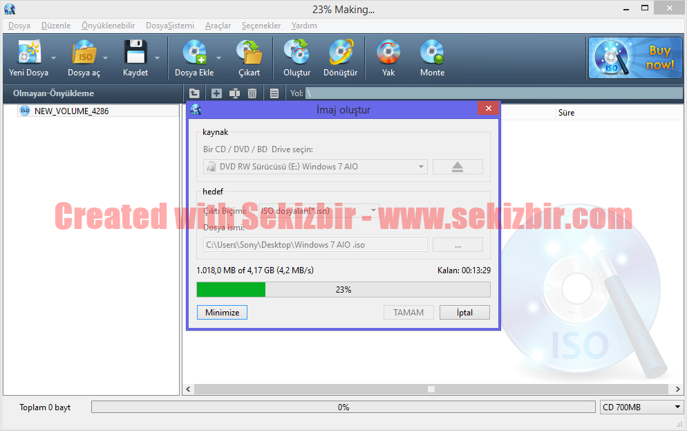 Windows Kurulum Diskten ISO Image Dosyası Oluşturma