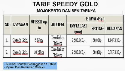 TARIF SPEEDY GOLD