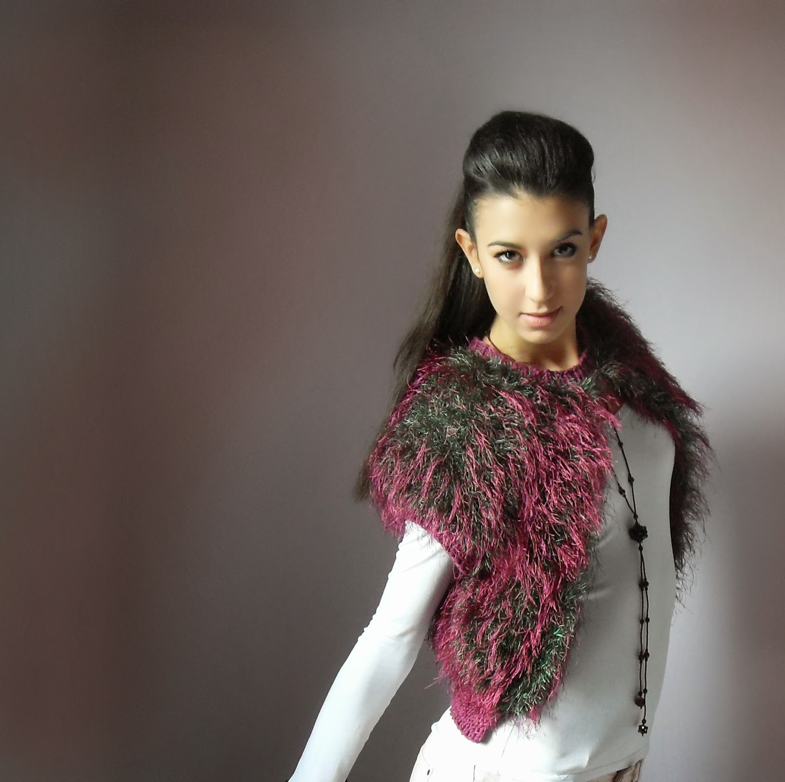 SILVIA66 Knit Vest Cardigan Jacket Handmade Dark Magenta purple