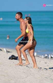 Chantel Jeffries  body huge    in tiny yellow bikini WOW Beach Side  Pics