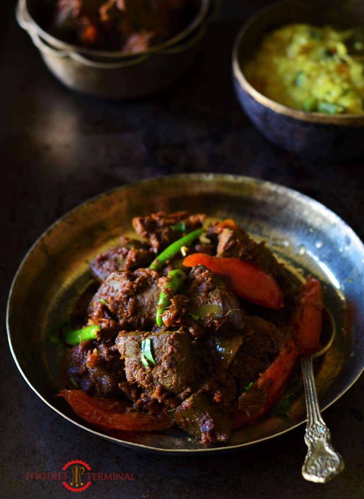 Mutton liver stir-fry - quick & easy; Goat liver stir-fry ; Metey Chorchori recipe. mutton liver stir-fry, bengali metey kosha recipe, mutton bhaja recipe, goat liver stir-fry recipe, quick mutton recipe, indian cuisine, quick mutton liver stir fry recipe, goat liver stir fry recipe.