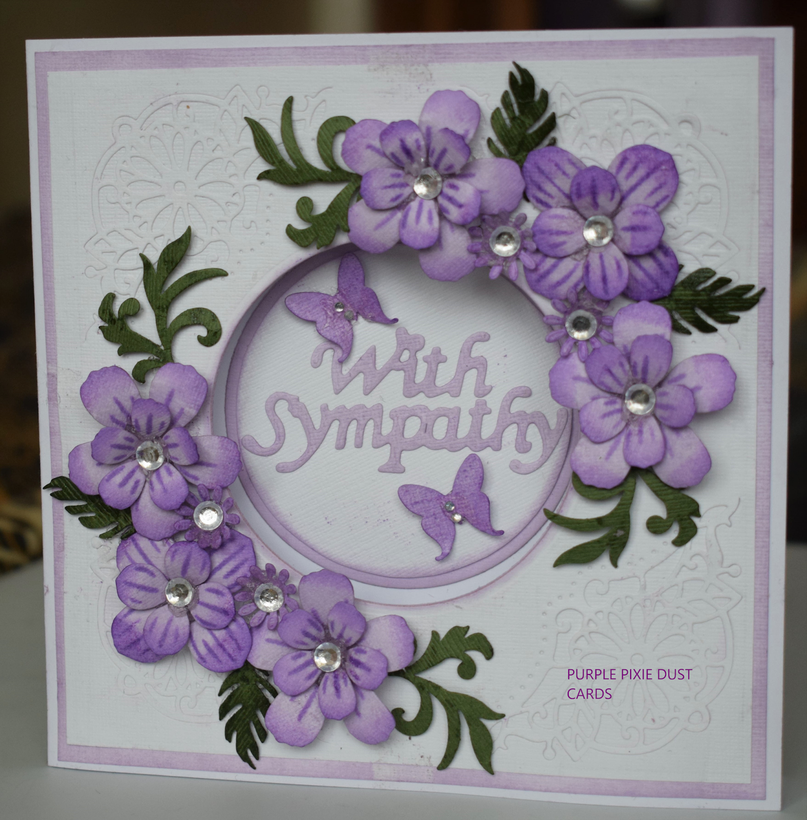 Purple Pixie Dust Card's Pale Fig and Damson Wine Square Sympathy Card