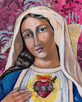 Painting of Immaculate Heart of Mary, contemporary religious painting