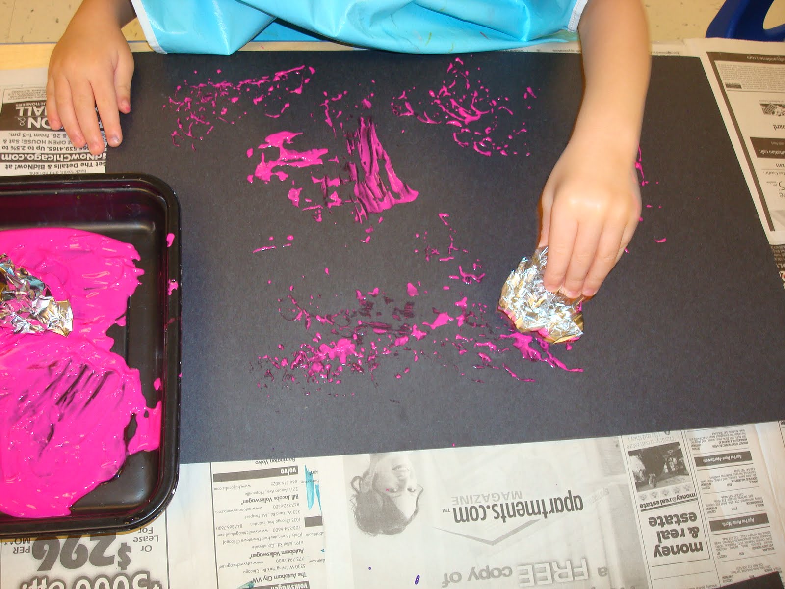 Trinity Preschool Mount Prospect Painting with Crumpled Aluminum Foil