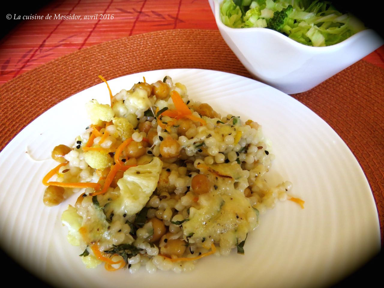 La cuisine de Messidor Gratin de couscous israélien aux pois chiches