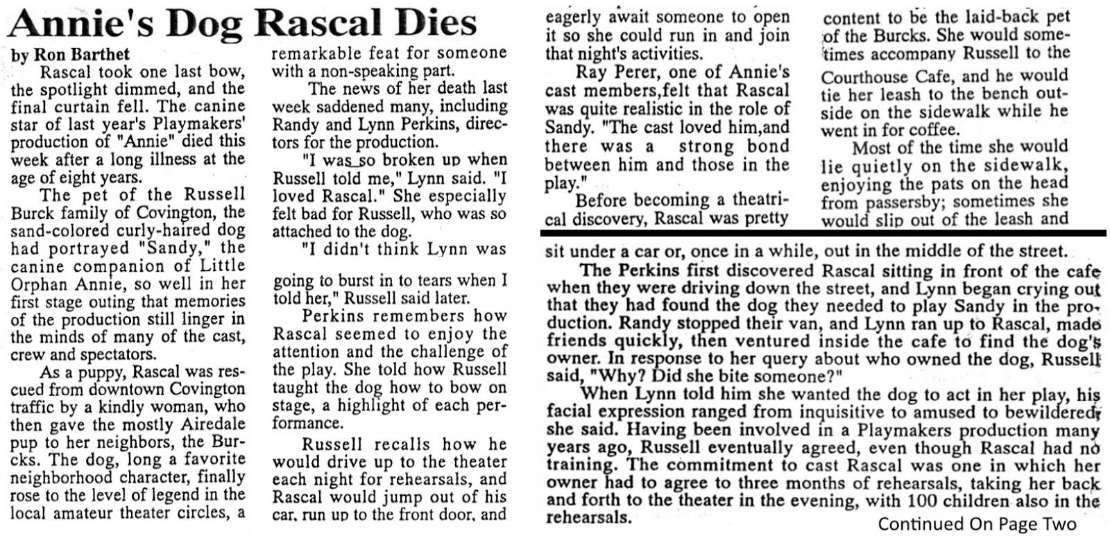 Tammany Family A Dog's Obituary