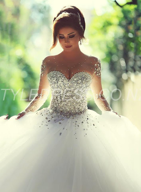Charming BallGown Floor-Length Full-Sleeves Backless Tulle Beading Beach Wedding Dress Charming BallGown Floor-Length Full-Sleeves Backless Tulle Beading Beach Wedding Dress
