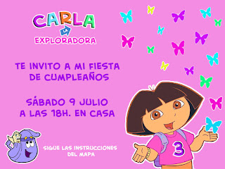Tarjeta de Invitación de Cumpleaños de Dora La Exploradora