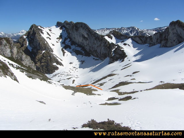 Ruta Belerda-Visu La Grande: Bajando por la majada de la Cabritera