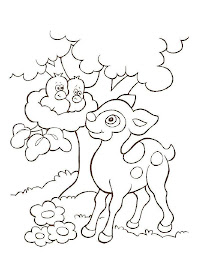 pájaros y venado para colorear