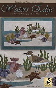 Waters Edge Wool Applique Wallhanging 16" x 27"