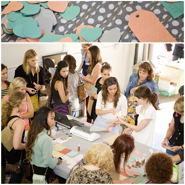 Etsy Craft Party guests using the Provo Craft Cricut and Cuttlebug machines at Creative Outlet Studios.