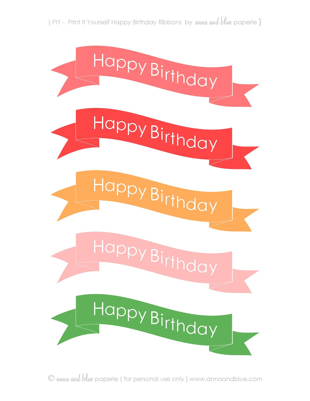 Anna And Blue Paperie Free Printable Happy Birthday Cake Banners