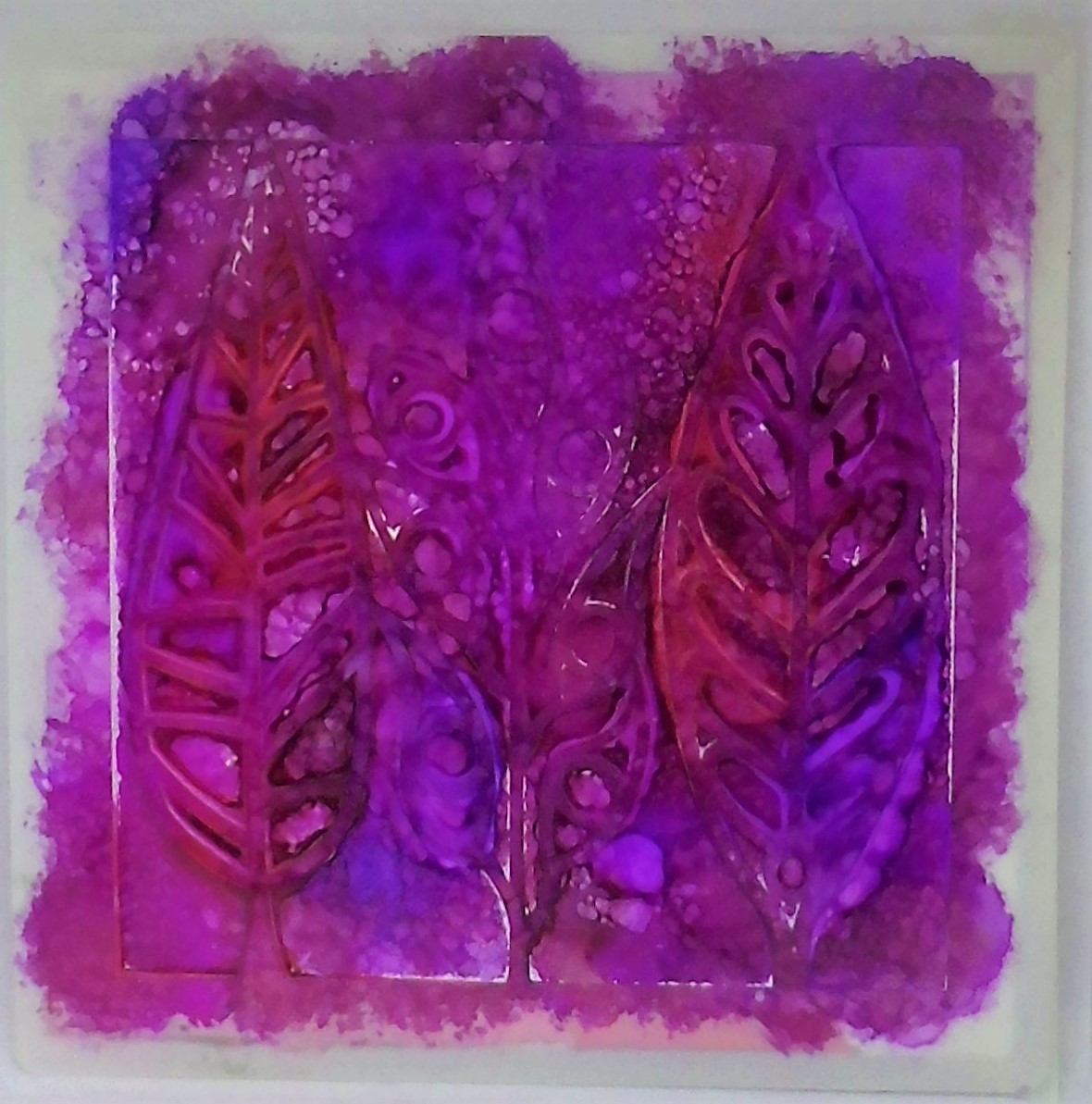 Sarah's Craft Shed Alcohol inks on Yupo and Stencil Card Combination