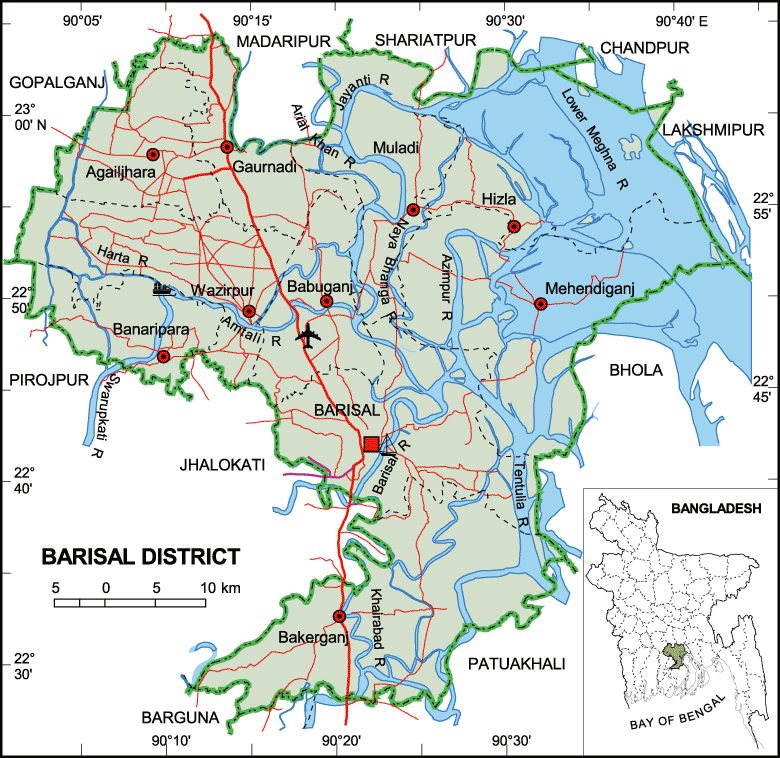 Barisal District Map Bangladesh