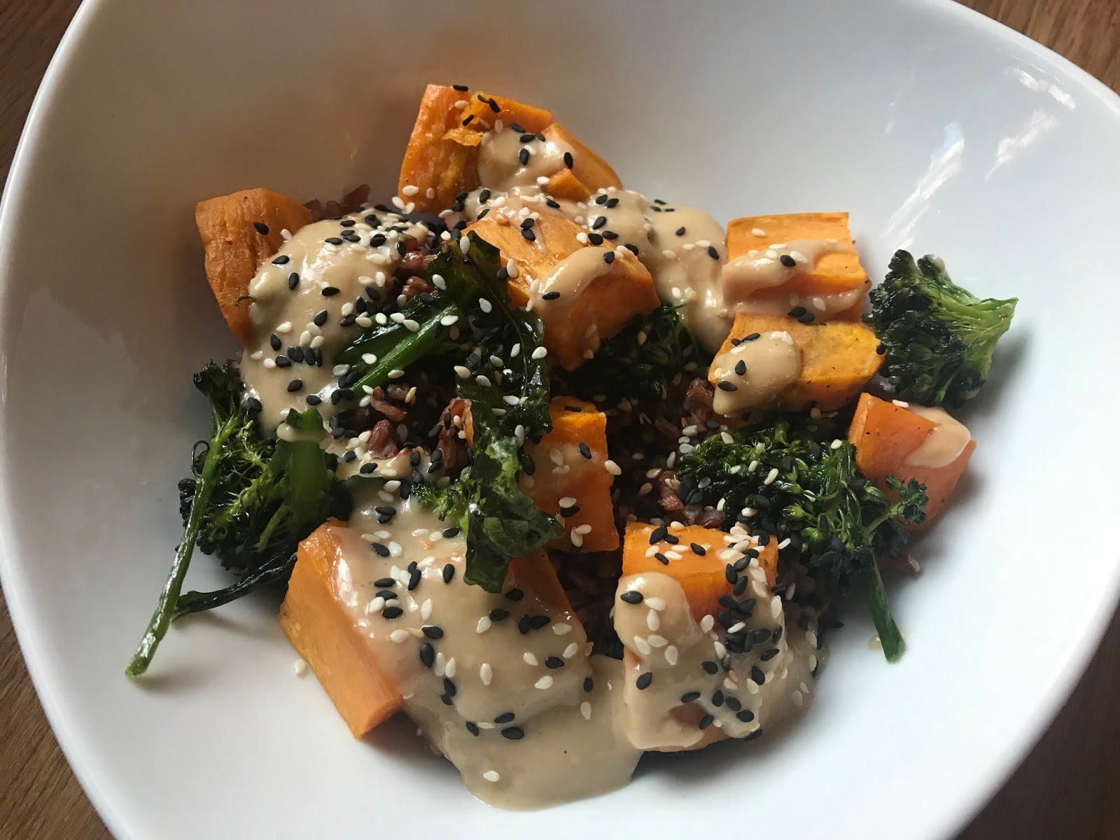LactoseFree Girl Miso Sweet Potato and Broccolini Bowl