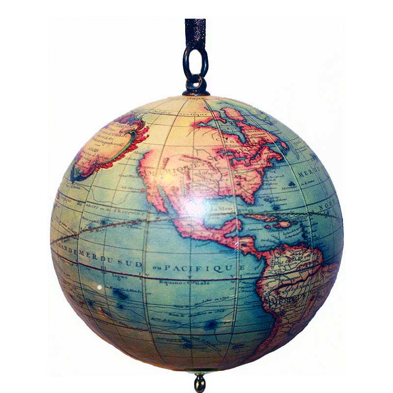 Christmas Ornament World Globe by Vangondy Brooklyn Gifts and Souvenirs