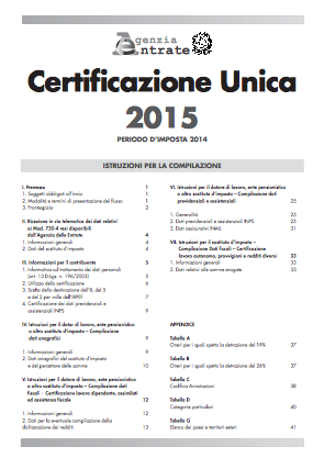 Aggiornamento software di compilazione Certificazione Unica 2015 1.1.0 per Mac, Windows e Linux