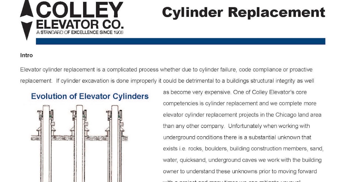 Chicago Elevator Maintenance Colley Elevator Elevator cylinder/jack