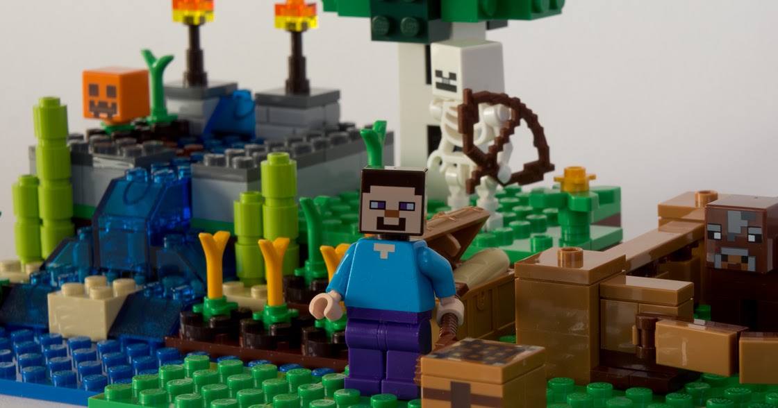 Handmade Cardboard Steve from Minecraft Talk with Large LEGO Steve