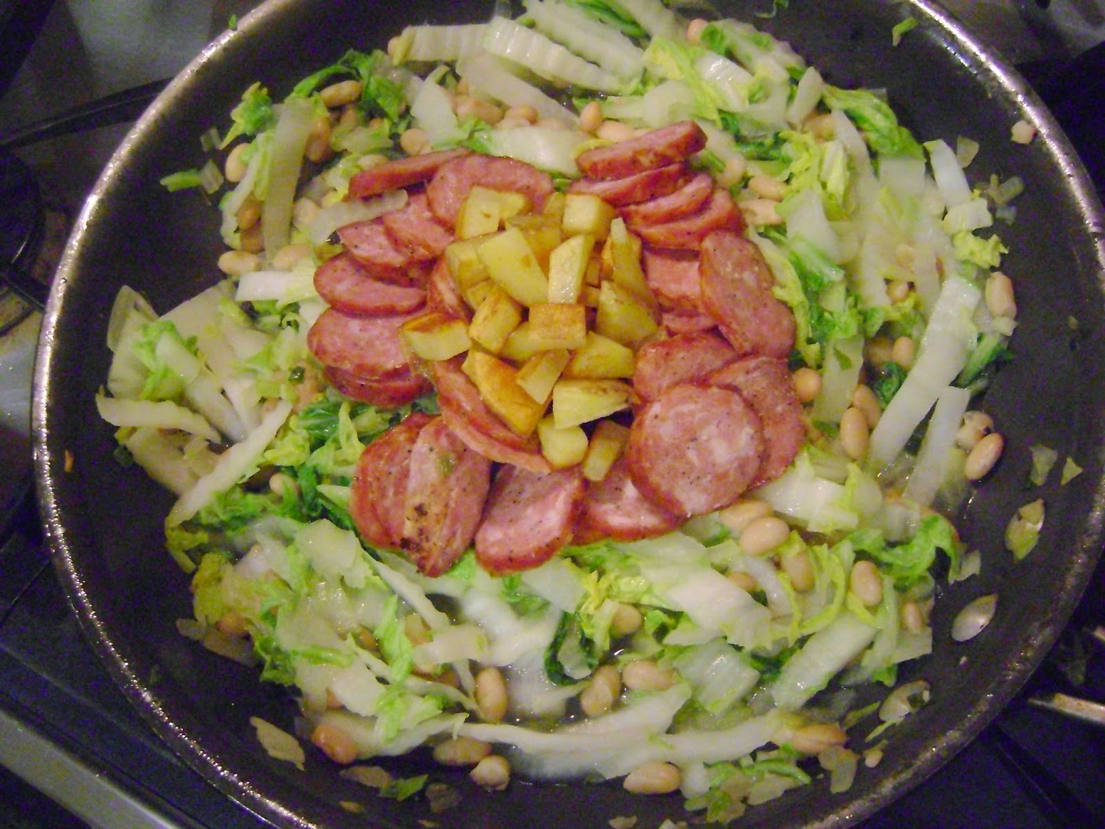 White Beans and Savoy Cabbage with Chicken Sausage mysavoryspoon