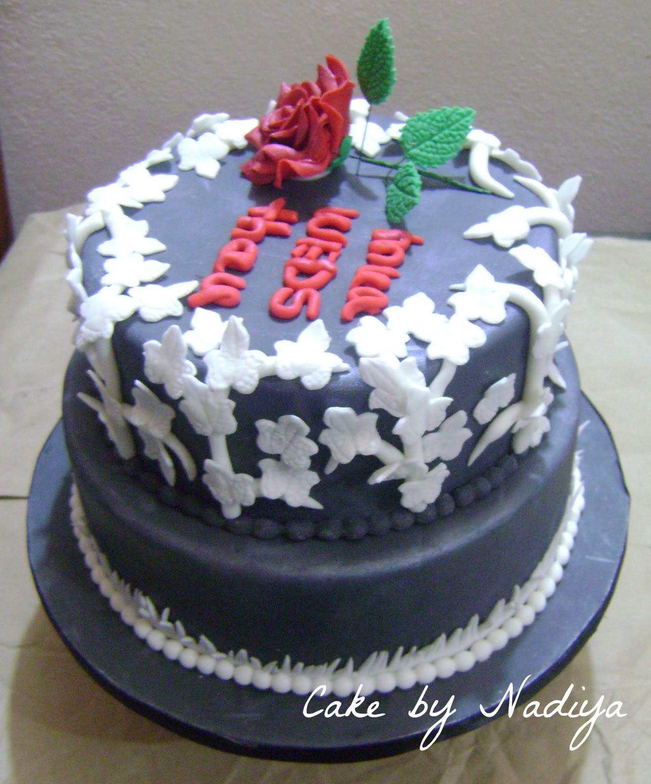 Nadiya's Tastes Of Maldives A Black Wedding Cakes and a Royal Icing embroidered Carnation