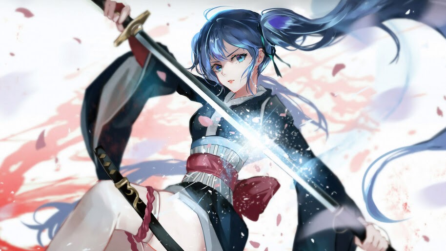 Anime, Girl, Katana, Warrior, 4K, #6.2345
