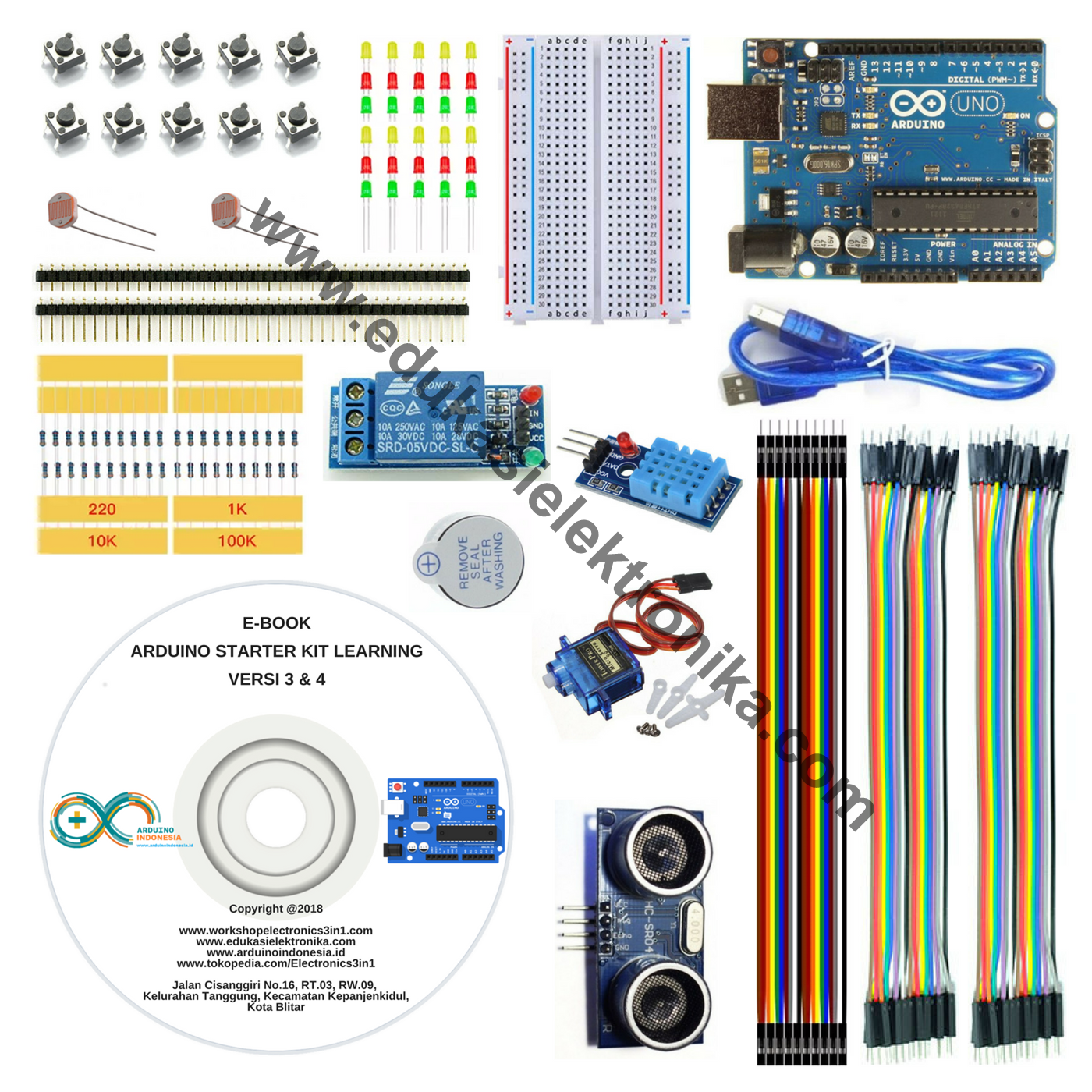 Arduino Uno R3 Starter KIT Learning V.4 ( Paket Belajar Arduino For ...