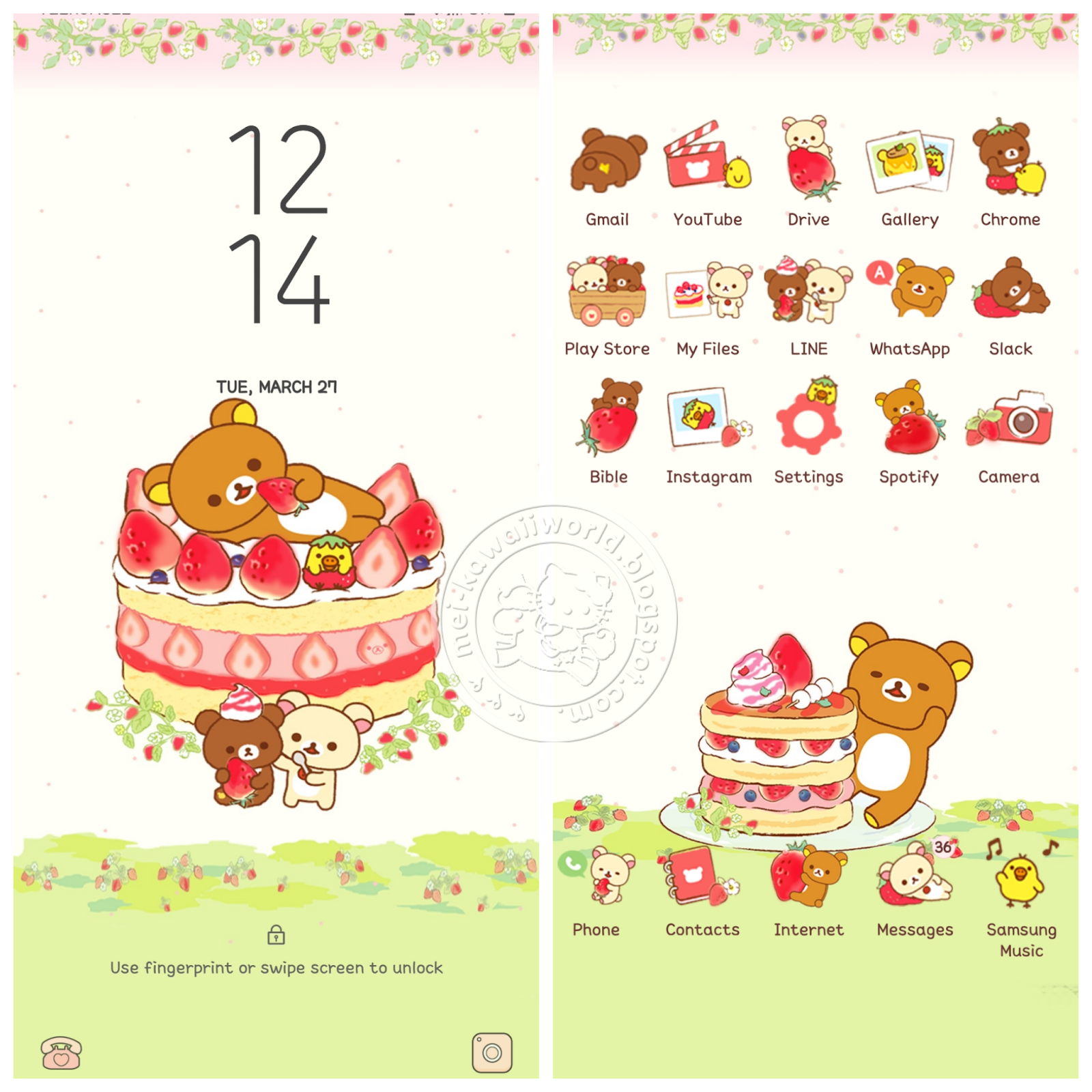 Kawaii World Rilakkuma Strawberry Party Icons And Walls
