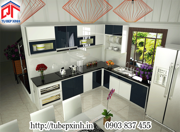 mẫu thiết kế bếp hiện đại và tinh tế tủ bếp chữ L