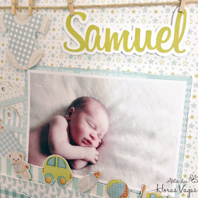 página lo layout scrapbook scrapbooking scrap recém nascido bebê new born newborn álbum decorado quadro quarto porta de maternidade menino