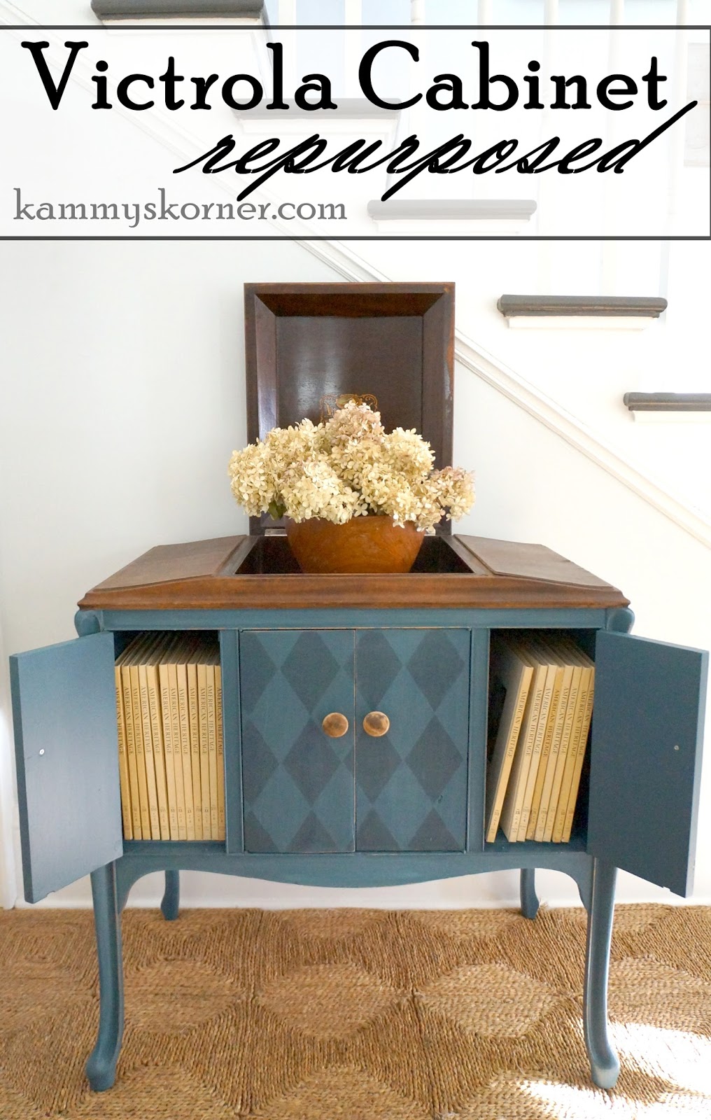 Kammy's Korner Victrola Repurposed {Blue Harlequin}