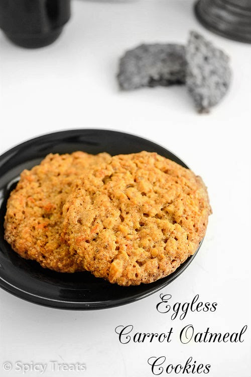 Eggless Carrot Oatmeal Cookies
