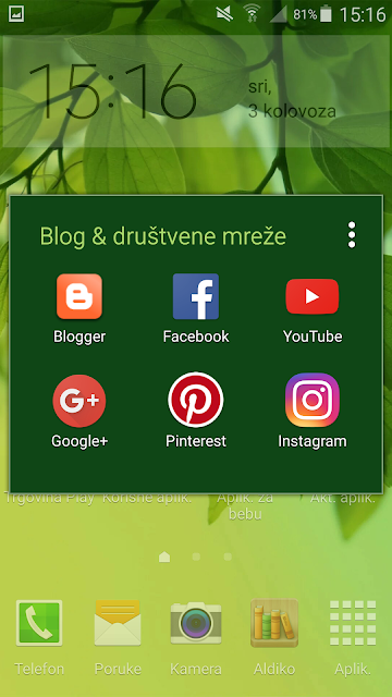 Android aplikacije na mobitelu - glavni zaslon