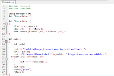 Die Santo Blog: Deret Fibonacci dan Aplikasinya dengan C++
