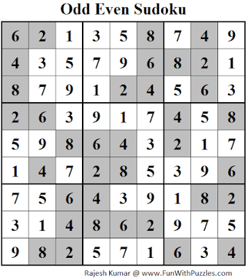 Odd Even Sudoku (Fun With Sudoku #132) Solution