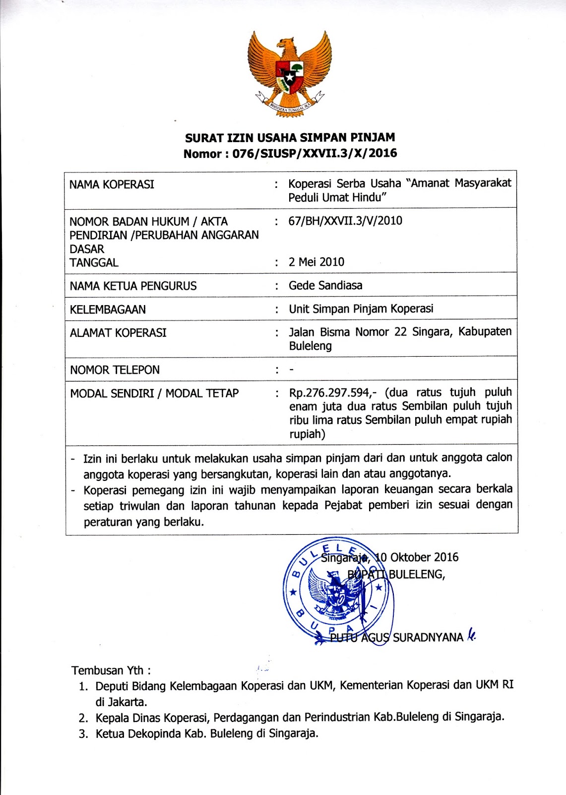 Surat Izin Usaha Simpan Pinjam Koperasi Kumpulan Surat Penting