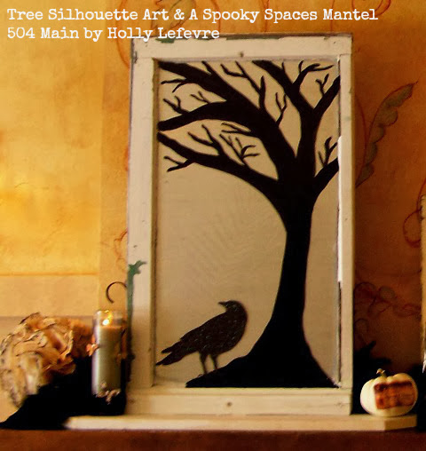 tree silhouette art and mantel by 504 Main