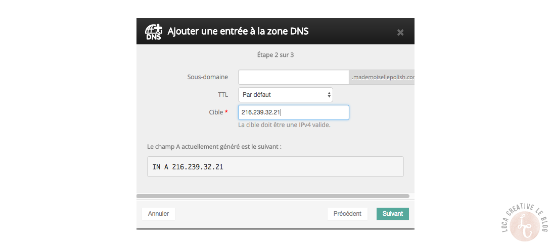 Ajout d'une entrée A Ajout d'une entrée A