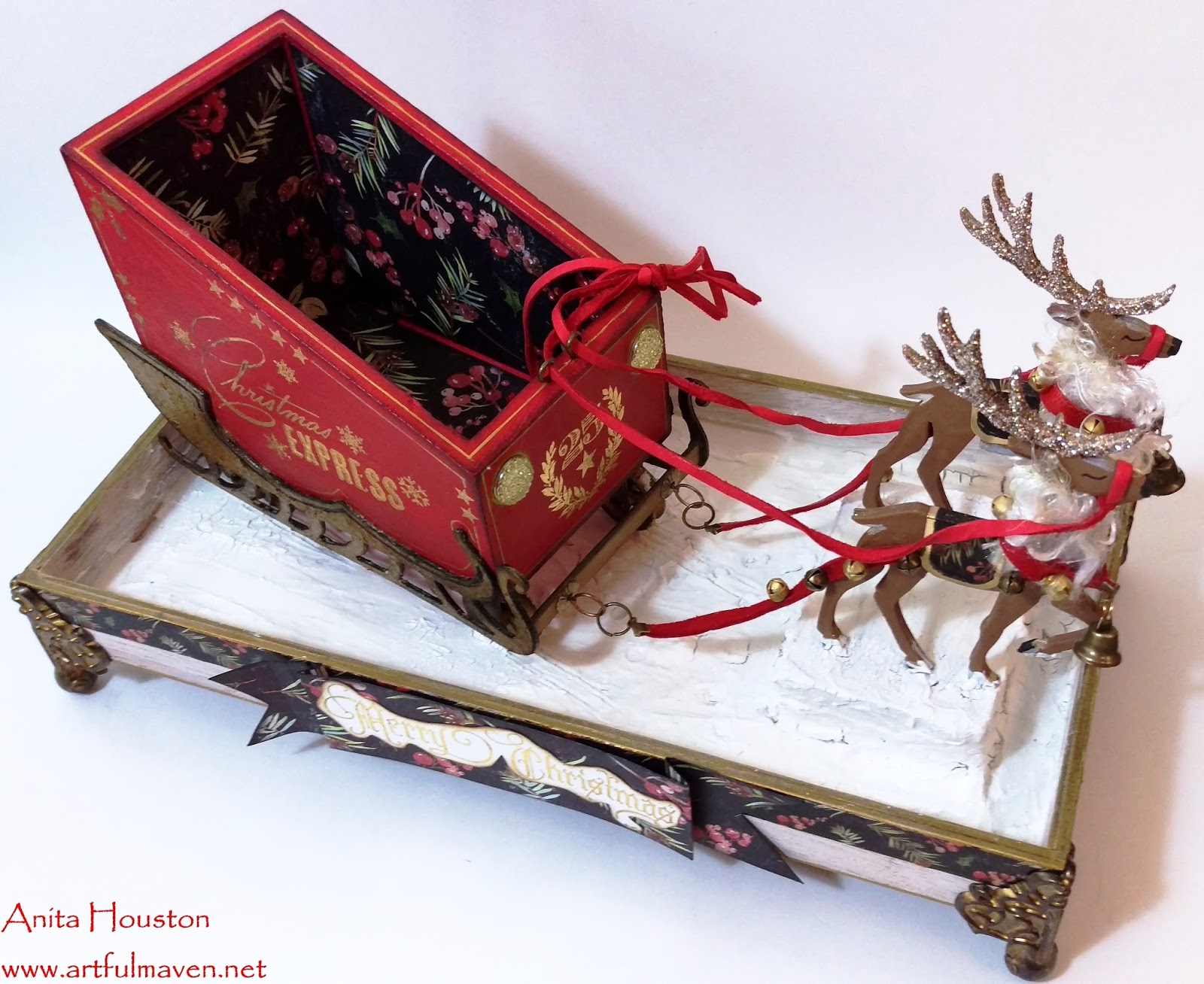 The Artful Maven Santa's Sleigh Christmas Card Holder
