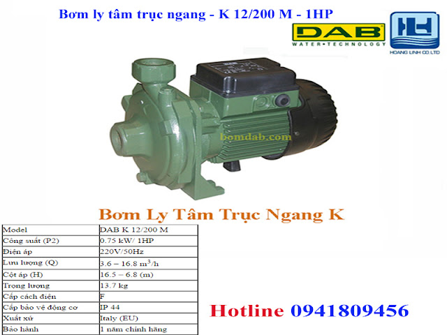 Bơm ly tâm trục ngang - K 12/200 M - 1HP