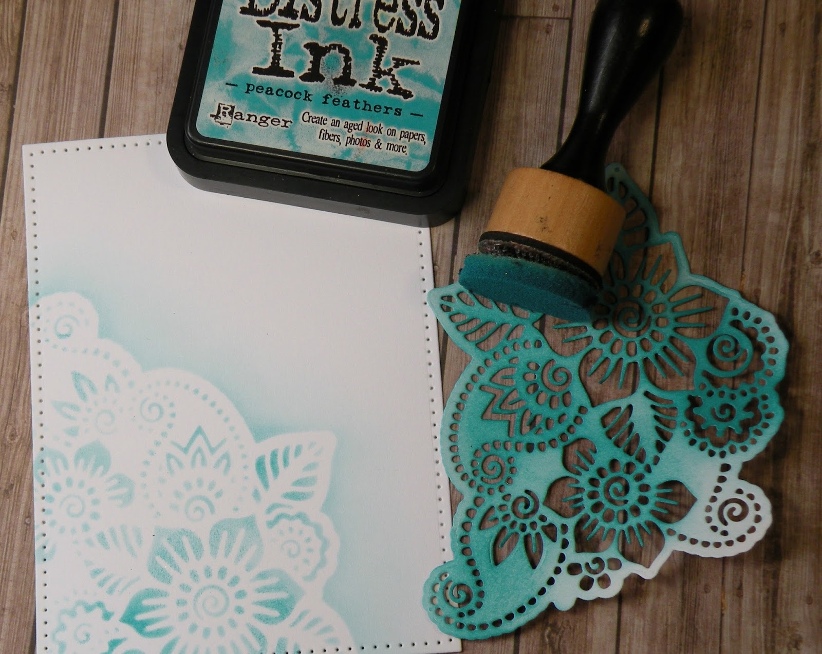 Crafting While I Wait Using Die Cuts to Stencil A Background and a BIG
