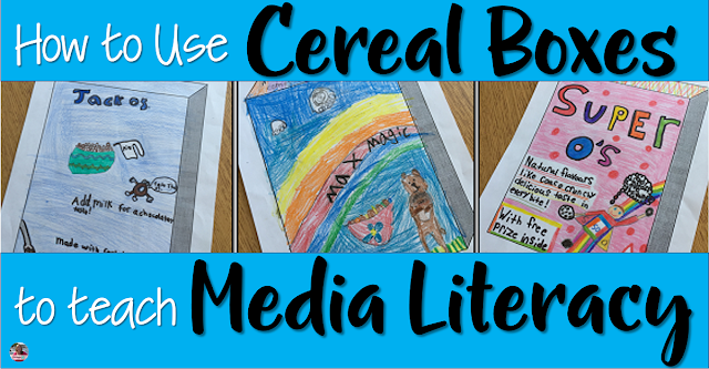 Use cereal boxes to teach media literacy skills and integrate healthy eating, oral communication and probability too.