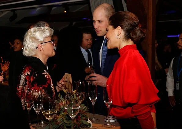 Kate Middleton wore ERDEM Christina Devore Velvet Midi Dress. The Duchess wore a black coat by well known Swedish designer Ida Sjöstedt. Crown Princess Victoria