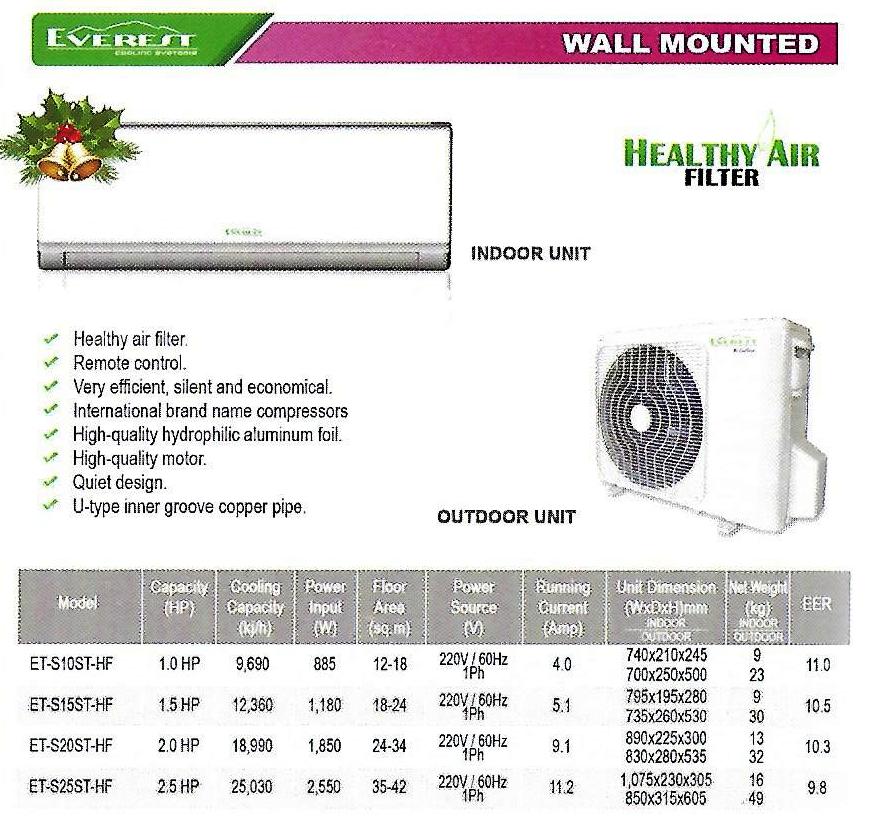 EVEREST SPLIT WALL MOUNTED AIR CONS